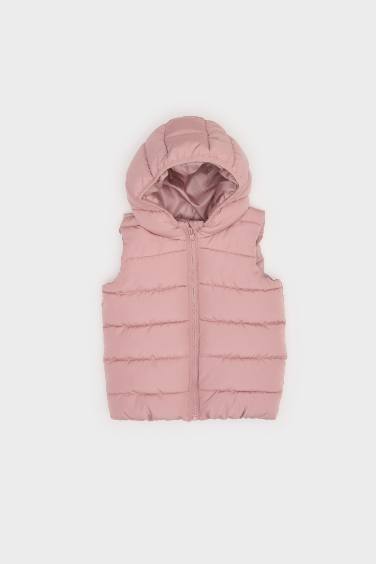 Стеганый жилет с капюшоном для девочек