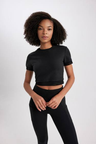 DeFactoFit Crop Crew Neck Sports T-Shirt