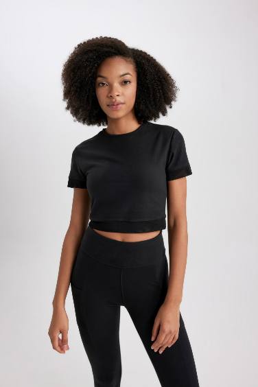 DeFactoFit Crop Crew Neck Sports T-Shirt