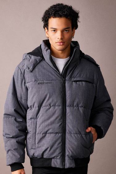 Water Repellent Regular Fit Fleece Lined Puffer Jacket