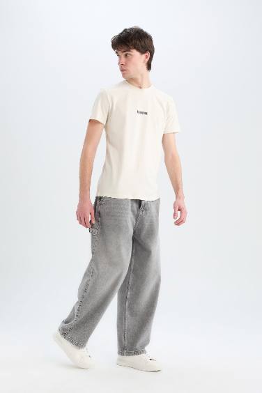 Slim Fit Crew Neck Printed Cotton T-Shirt