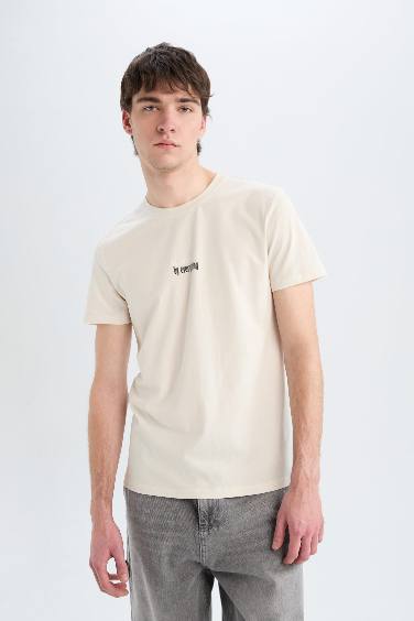 Slim Fit Crew Neck Printed Cotton T-Shirt