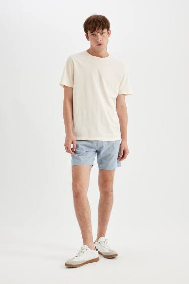 Regular Fit Linen Bermuda Shorts