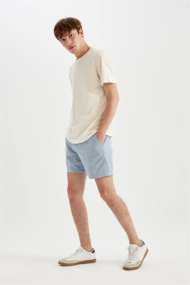 Regular Fit Linen Bermuda Shorts