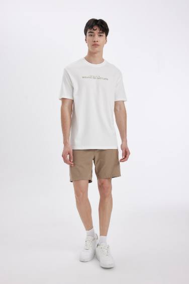 Regular Fit Linen Bermuda Shorts