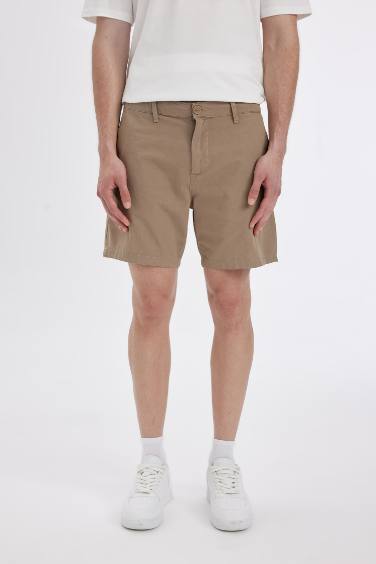 Regular Fit Linen Bermuda Shorts