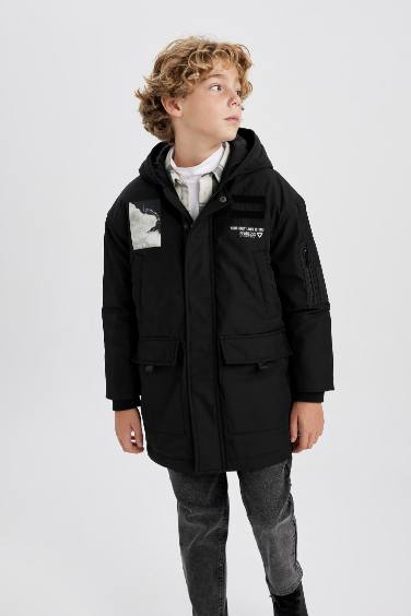 Boy Water Repellent Hooded Puffer Jacket