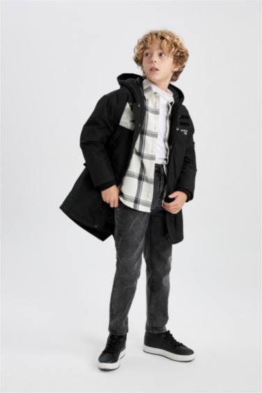 Erkek Çocuk Su İtici Kapüşonlu Mont Kaban