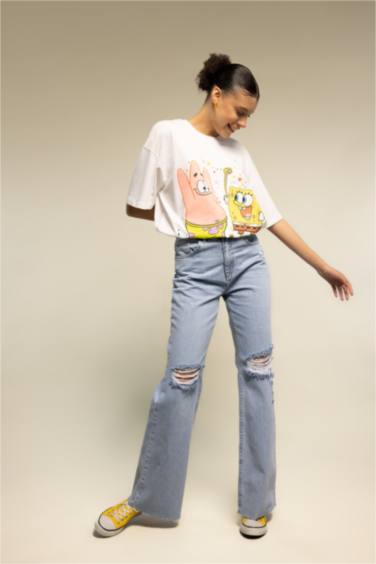 T-Shirt À Manches Courtes Oversıze Fıt Imprimé Spongebob Squarepants