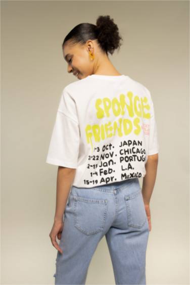 T-Shirt À Manches Courtes Oversıze Fıt Imprimé Spongebob Squarepants