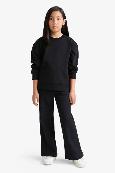 سويت شيرت بناتي سامبل قصة مريحة برقبة مستديرة