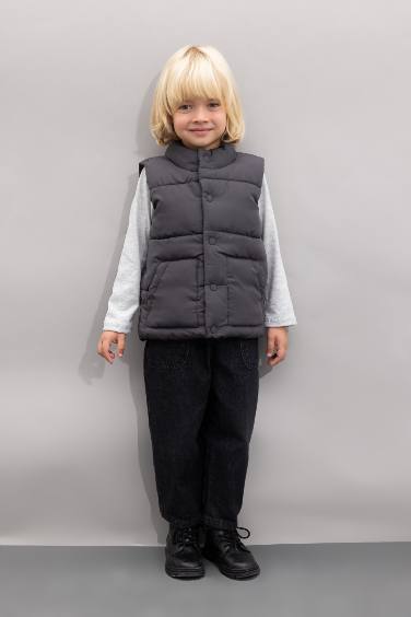 Erkek Bebek Dik Yaka Su Geçirmez Kumaş Çıtçıtlı Şişme Yelek