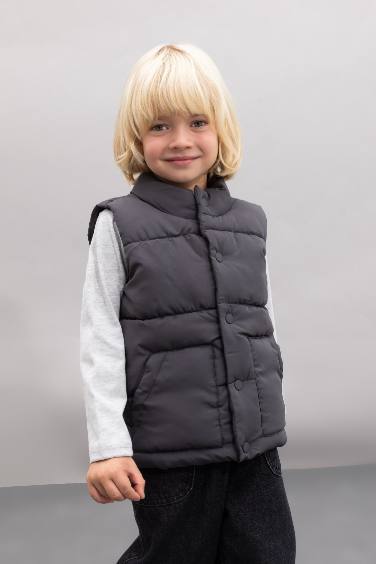 Erkek Bebek Dik Yaka Su Geçirmez Kumaş Çıtçıtlı Şişme Yelek