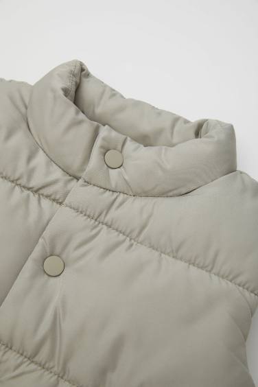 Boy Stand Collar Snap Closure Puffer Vest