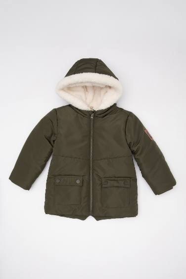 Baby Boy Waterproof Polar Lined Hooded Puffer Jacket