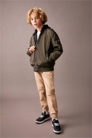 Boy Double Sided College Collar Bomber Jacket