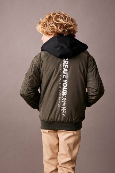 Boy Double Sided College Collar Bomber Jacket