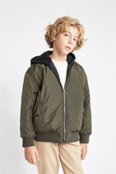 Boy Double Sided College Collar Bomber Jacket