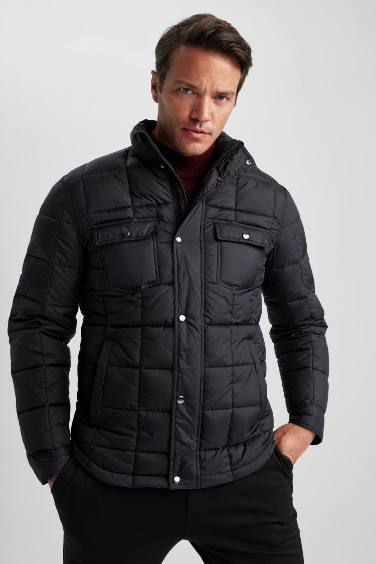 Slim Fit Faux Fur Lined Puffer Jacket