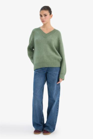 بلوفر اوفر سايز بياقة V