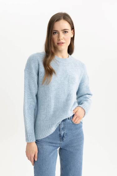 Oversize Fit Crew Neck Knitwear Pullover