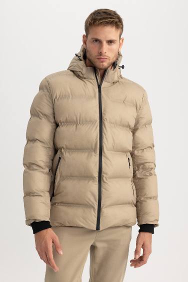 Slim Fit Hooded Lined Puffer Jacket