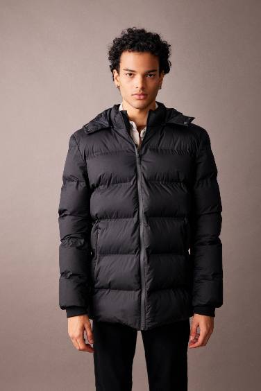 Slim Fit Hooded Lined Puffer Jacket