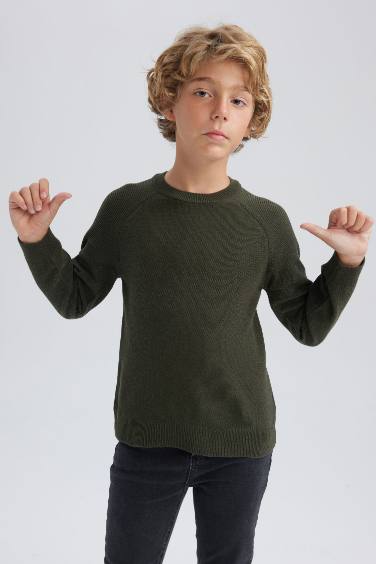 Boy Crew Neck Cotton Knitted Pullover