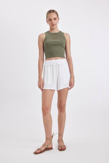 Regular Fit Regular Waist Straight Leg Crinkle Shorts