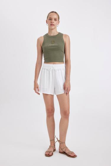 Regular Fit Regular Waist Straight Leg Crinkle Shorts