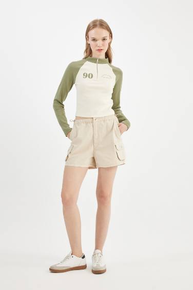 Regular Fit Normal Waist Short Gabardine Shorts