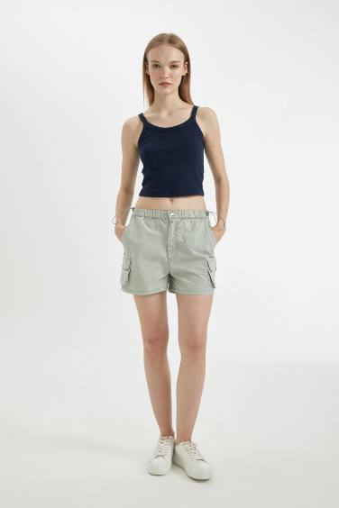 Regular Fit Regular Waist Short Leg Gabardine Shorts