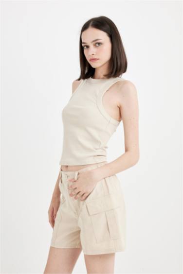 Regular Fit Poplin Normal Waist Short Leg Shorts