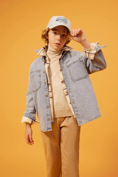 Boy Oversize Fit Long Sleeve Jean Shirt