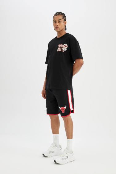 DeFactoFit NBA Chicago Bulls Standard Fit Crop Shorts