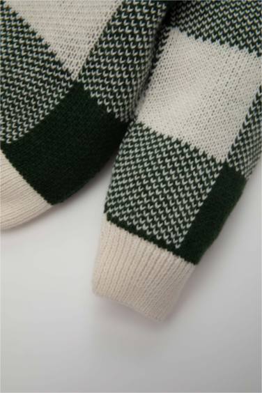 Baby Boy V Neck Plaid Cardigan