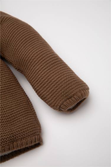 Baby Boy Polar Fleece Inside Thick Hooded Knitted Cardigan