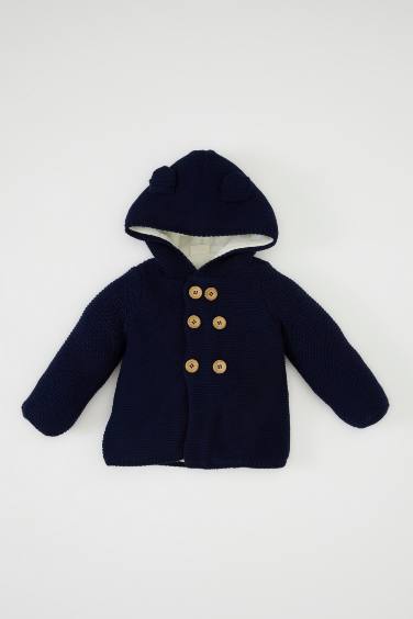 Baby Boy Blue Fleece Inside Thick Knitwear Cardigan