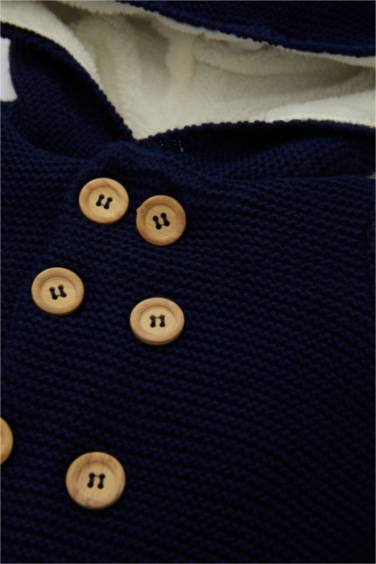 Baby Boy Blue Fleece Inside Thick Knitwear Cardigan