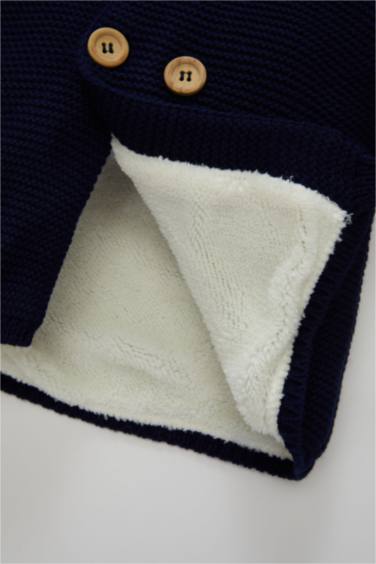 Baby Boy Blue Fleece Inside Thick Knitwear Cardigan