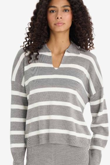 Relax Fit Polo Collar Knitwear Pullover