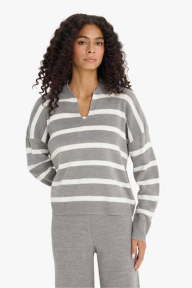 Relax Fit Polo Collar Knitwear Pullover