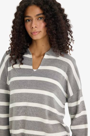 Relax Fit Polo Collar Knitwear Pullover