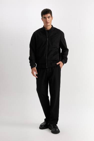 Slim Fit Dar Kesim Süet Kolej Yaka Fermuarlı Çift Cepli Mevsimlik Baharlık Bomber Mont Ceket