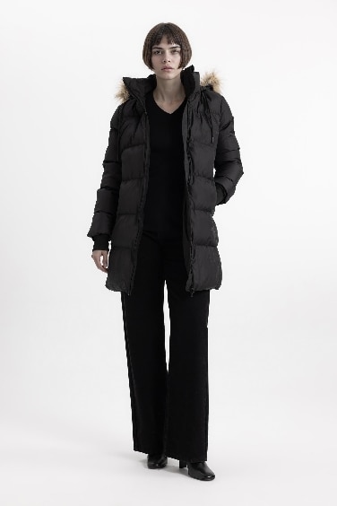 Windproof Waterproof Hooded Faux Fur Puffer Jacket