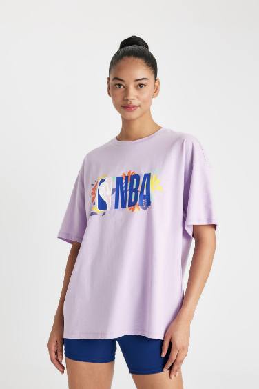 DeFactoFit NBA Wordmark Oversize Fit Short Sleeve T-Shirt