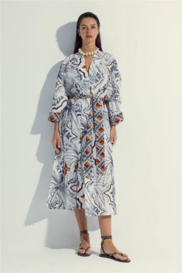 Nefes İstanbul X DeFacto Tropical Patterned Cotton Beach Dress