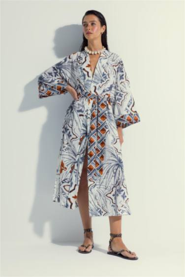 Nefes İstanbul X DeFacto Tropical Patterned Cotton Beach Dress