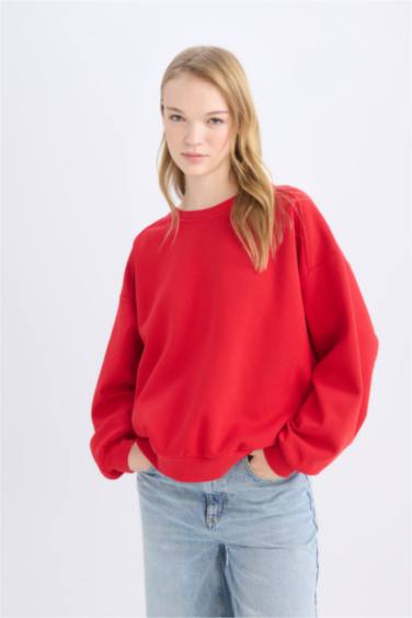 Sweat-shirt Oversize en tissu épais à manches longues et col rond