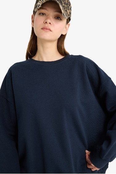 Oversize Fit Crew Neck Thick Fabric Sweatshirt